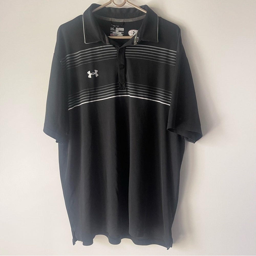Under Armour Polo Shirt Black White Gray Size 2XL - Picture 9 of 9